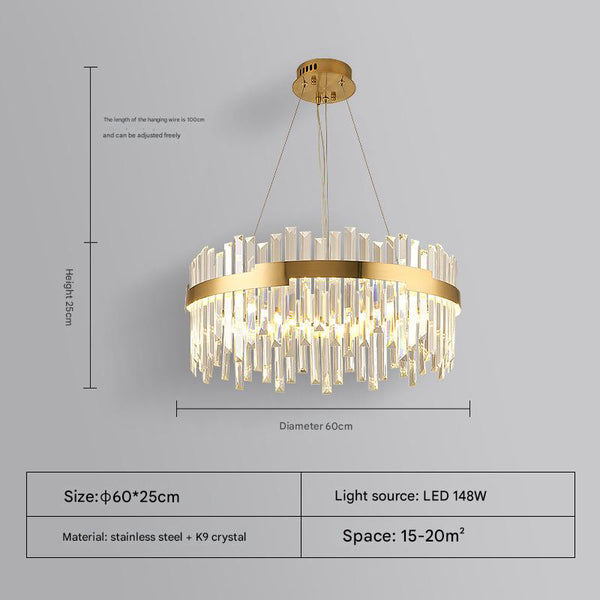 French light luxury LED living room crystal chandelier
