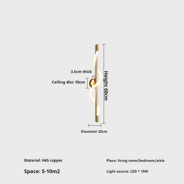 All copper line wall lamp