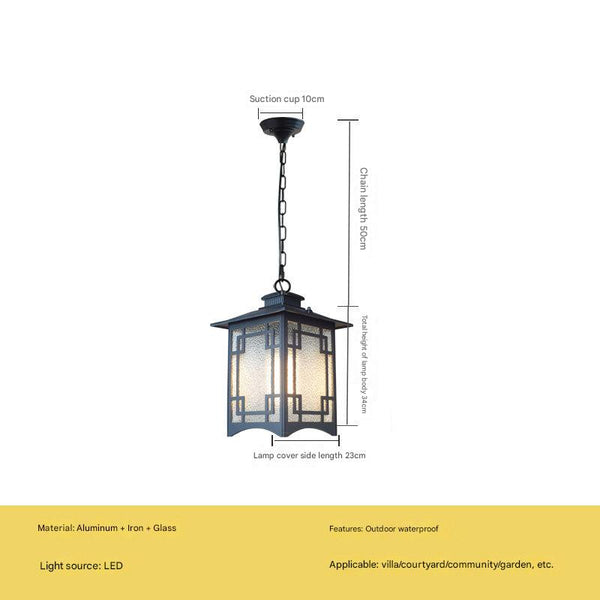 Chinese style outdoor waterproof villa corridor pavilion courtyard ceiling lamp