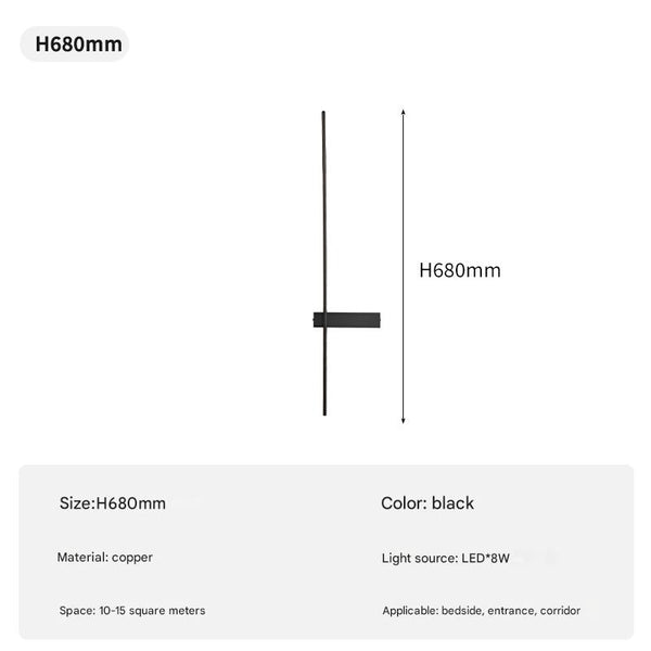 Minimalist all-copper long strip wall lamp