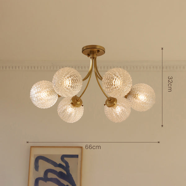 American all-copper glass bedroom chandelier