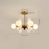 Vintage Walnut Bedroom Living Room Glass Chandelier