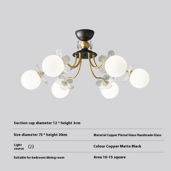 French cream style full copper living room and bedroom ceiling lamp