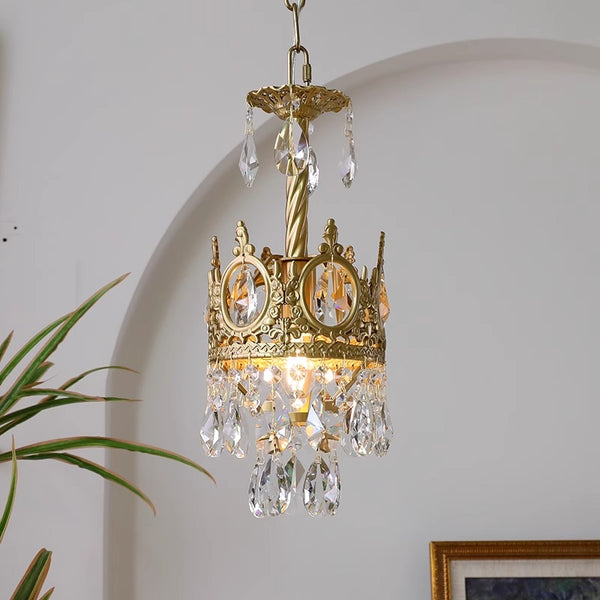Vintage brass crystal chandelier