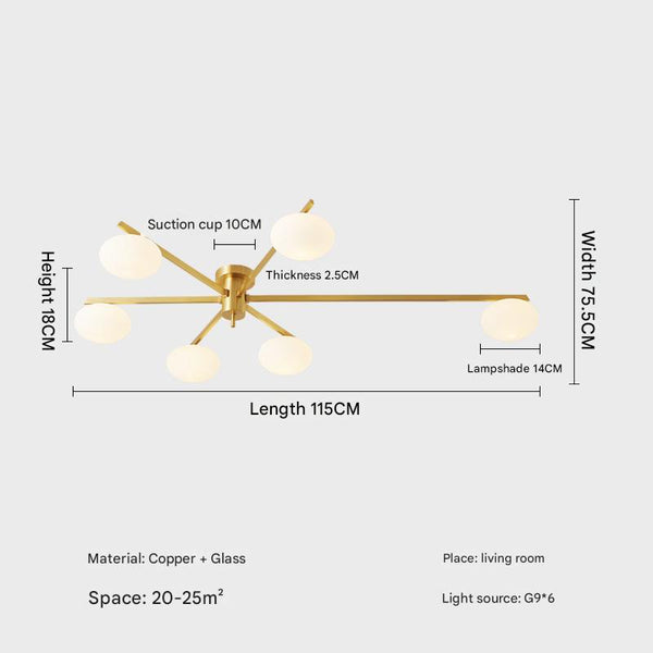 All-copper creative magic bean glass living room ceiling lamp