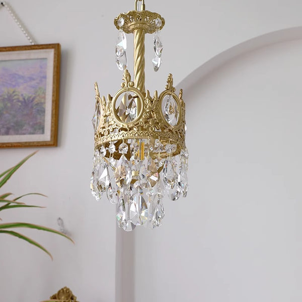 Vintage brass crystal chandelier