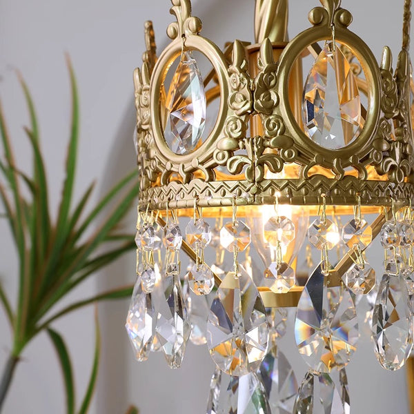 Vintage brass crystal chandelier