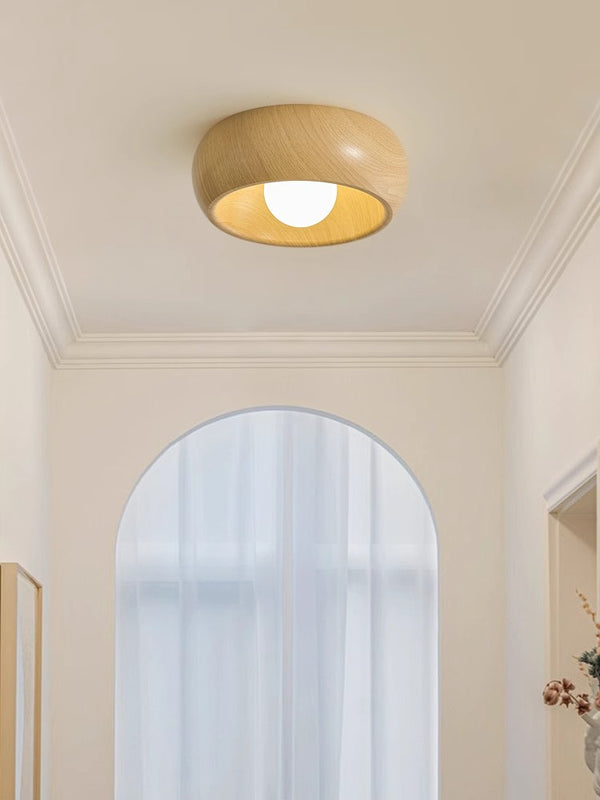 Round creative wood grain corridor ceiling lamp