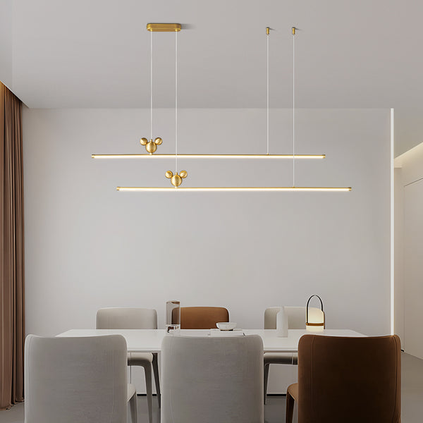 All-copper minimalist long strip restaurant chandelier