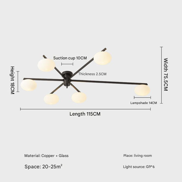 All-copper creative magic bean glass living room ceiling lamp