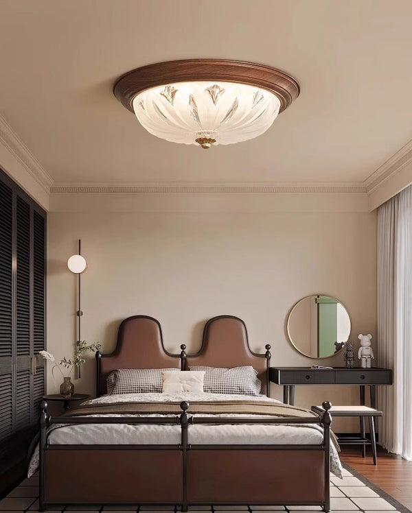 Walnut Color Glass Bedroom Ceiling Light