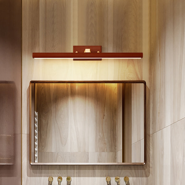 Wandlampe aus massivem Holz mit langem Spiegel