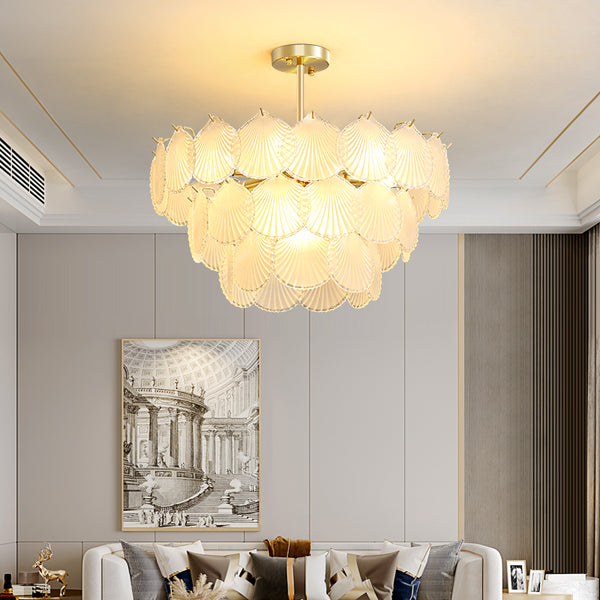 Lustre coquille crème français