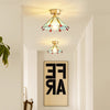 American retro copper color glass entrance corridor ceiling lamp