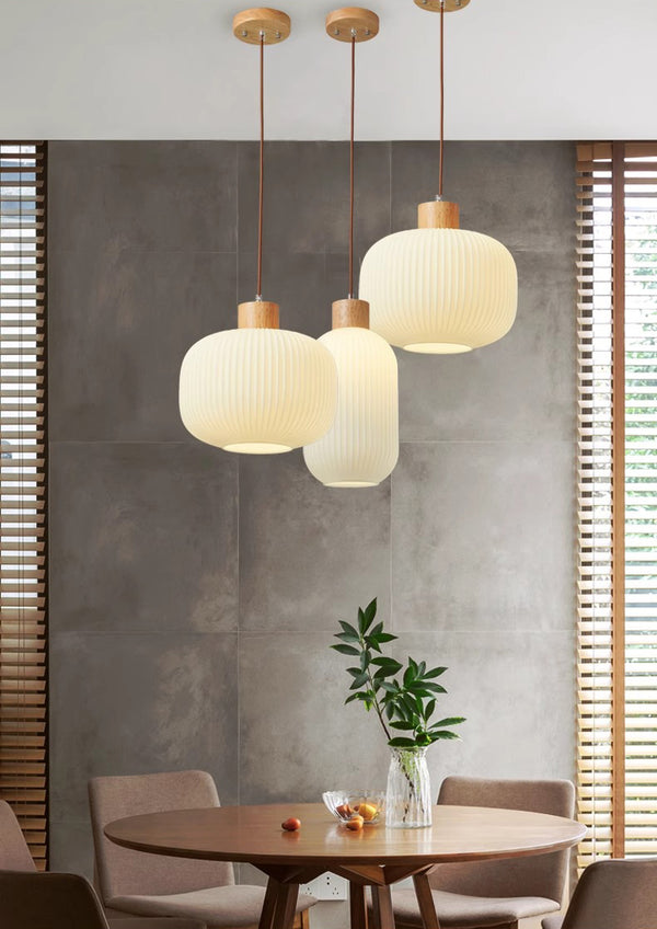 Japanese style solid wood glass restaurant bar Pendant light