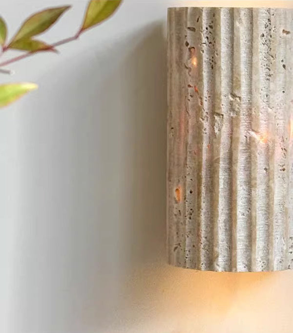 Japanese style yellow travertine stripe bedroom corridor wall lamp