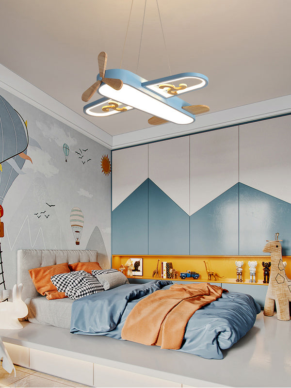 Lustre pour chambre d'enfant en forme d'avion couleur macaron
