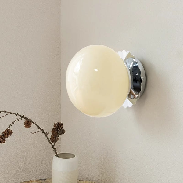 Retro cream style glass ball bedside corridor wall lamp