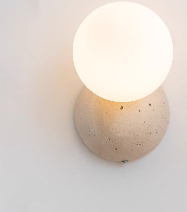 Wabi-sabi style yellow travertine bedroom bedside corridor wall lamp