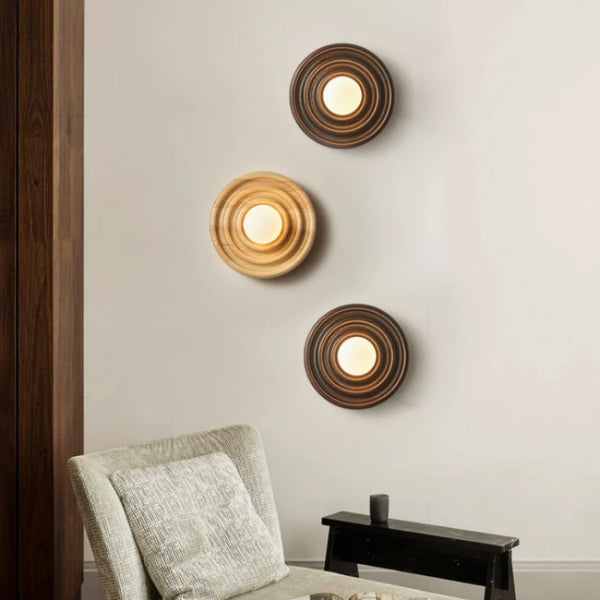 Wandlampe aus Massivholz im japanischen Stil mit Wasserkräuselungen