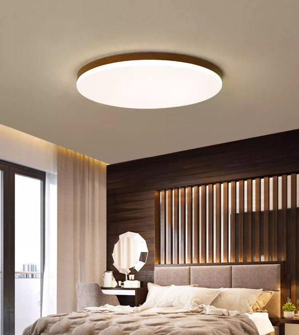 Ultradünne LED-Deckenleuchte aus Massivholz