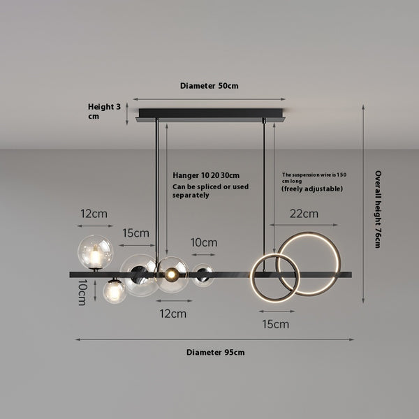 Long Magic Bean Glass Dining Chandelier