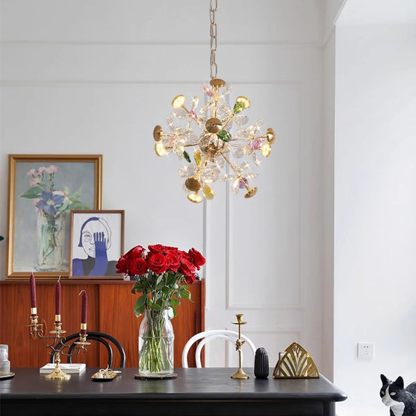 Creative petal dandelion colored crystal chandelier
