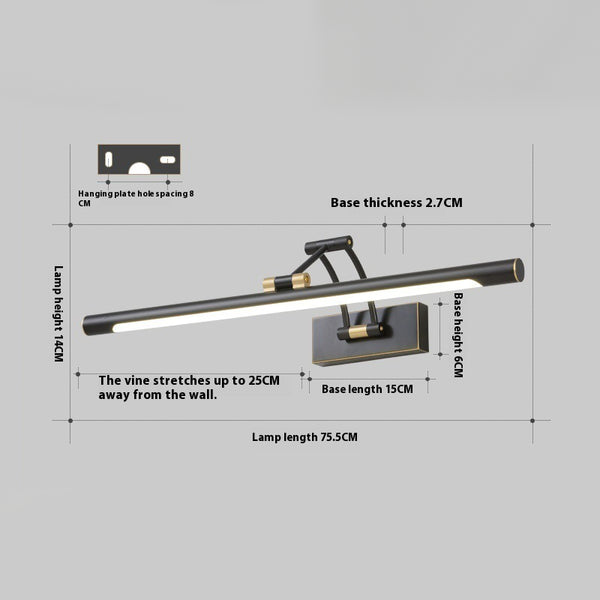 Retractable folding mirror wall lamp