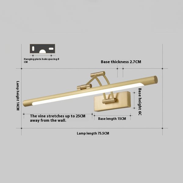 Retractable folding mirror wall lamp