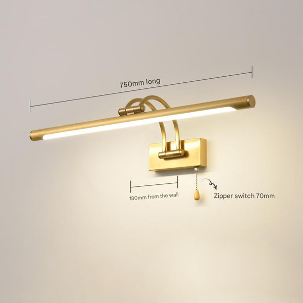 All-copper foldable LED mirror wall lamp