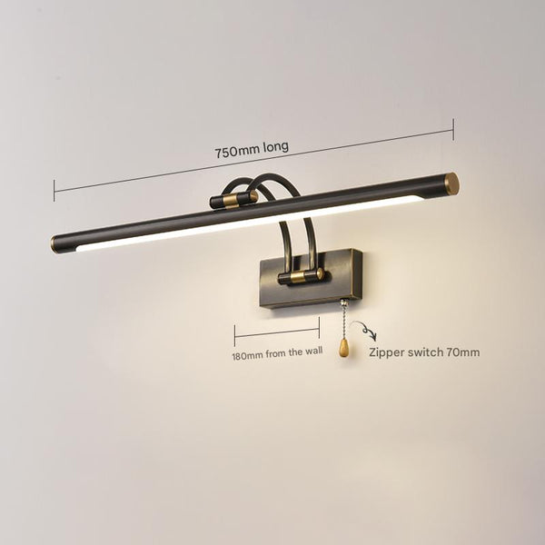 All-copper foldable LED mirror wall lamp