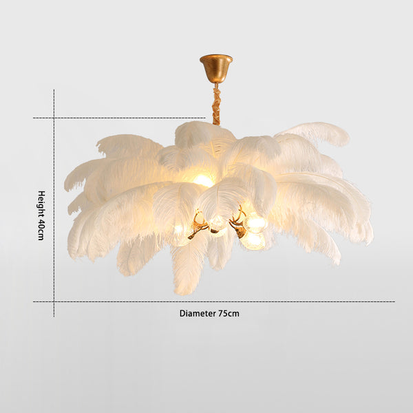 Creative personality all-copper ostrich feather chandelier