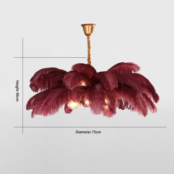 Creative personality all-copper ostrich feather chandelier