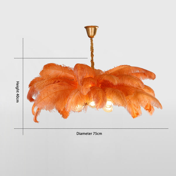 Creative personality all-copper ostrich feather chandelier