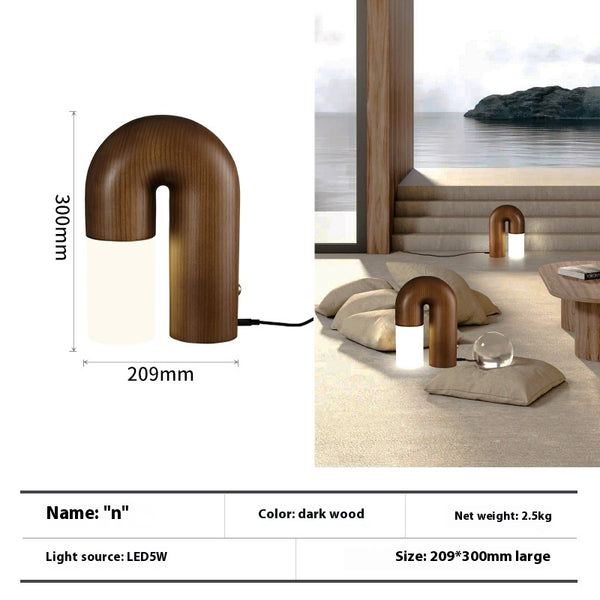 Lampe de table de chambre à coucher en bois massif