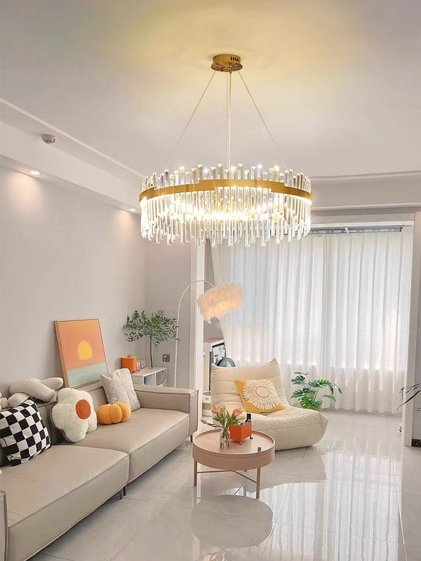 French light luxury LED living room crystal chandelier