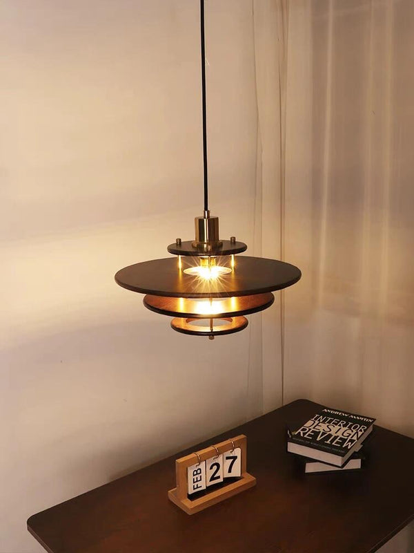 Medieval style vintage chandelier solid wood flying saucer