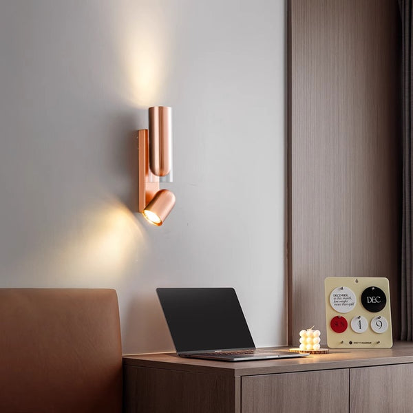 Nordic minimalist double head rotatable bedroom bedside wall lamp