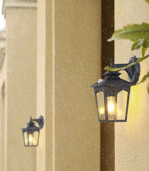 Retro glass home outdoor courtyard corridor human body induction waterproof wall lamp