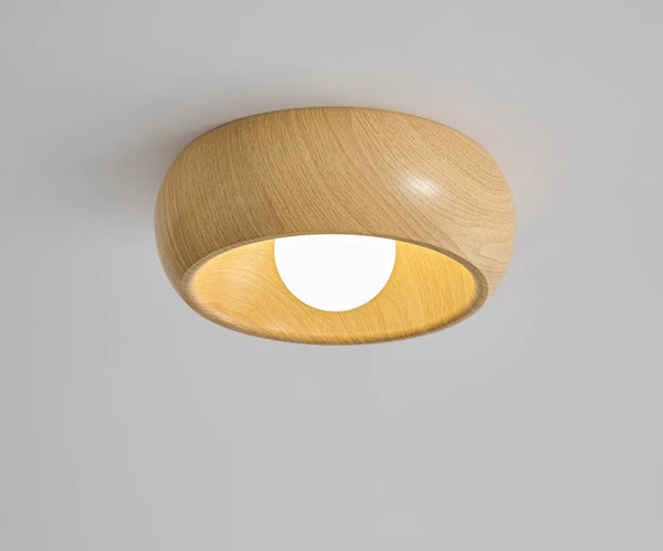 Round creative wood grain corridor ceiling lamp