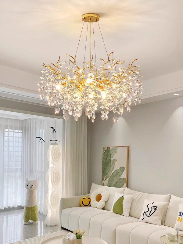 French creative branch crystal living room and dining room chandelier