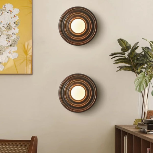 Wandlampe aus Massivholz im japanischen Stil mit Wasserkräuselungen