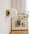 Retro cream style glass ball bedside corridor wall lamp