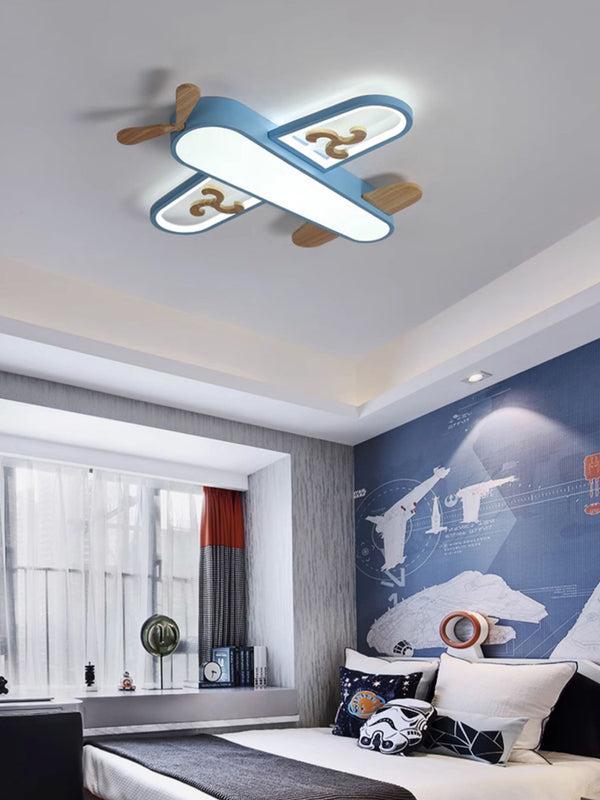 Lustre pour chambre d'enfant en forme d'avion couleur macaron