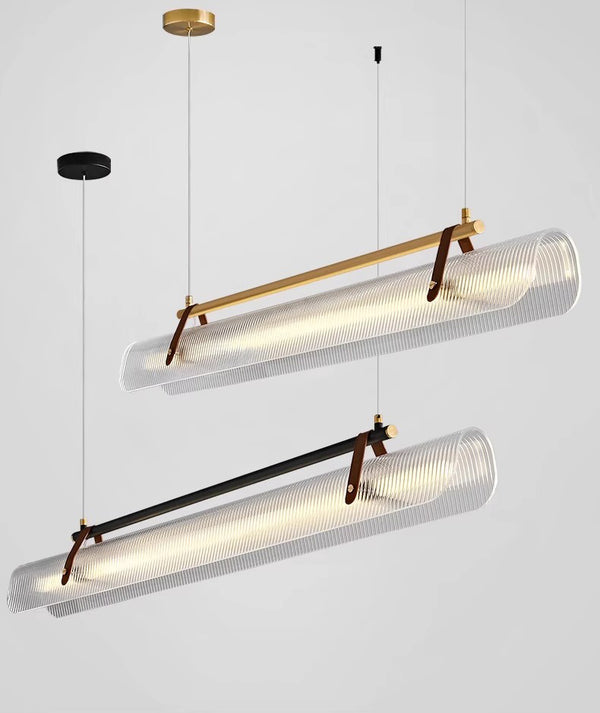 Lustre de salle à manger créatif en cuir à longues bandes