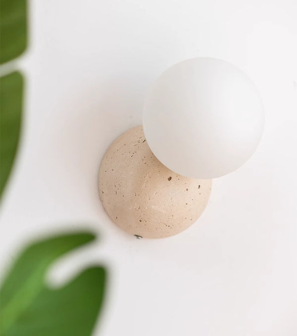 Wabi-sabi style yellow travertine bedroom bedside corridor wall lamp