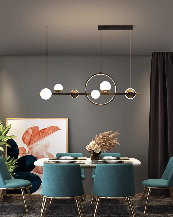 Nordic LED long strip magic bean restaurant chandelier