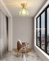 American retro copper color glass entrance corridor ceiling lamp