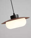 French mid-century style walnut color dining table chandelier