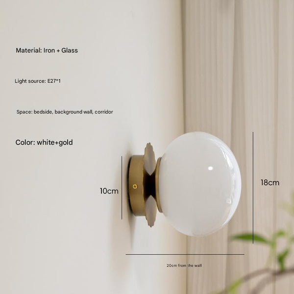 Retro cream style glass ball bedside corridor wall lamp